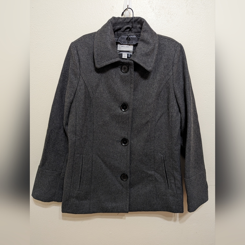 Nautica Gray Coat Wool Polyester Lining Size Medium Pea Coat